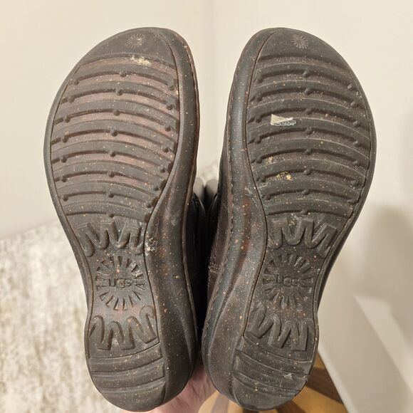 UGG Australia Rosen Riding Boots Brown Leather 7 Womens Wool Fur Lined Winter - Picture 12 of 15